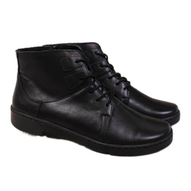 Botas de couro pretas confortáveis com isolamento para mulheres Łukbut 1816 preto Botas de couro pretas confortáveis com isolamento para mulheres Łukbut 1816 preto