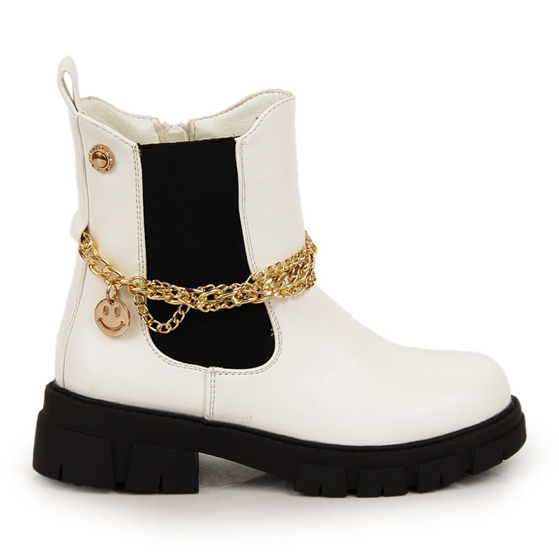 Botas de menina Jodhpur com corrente, branco Vinceza