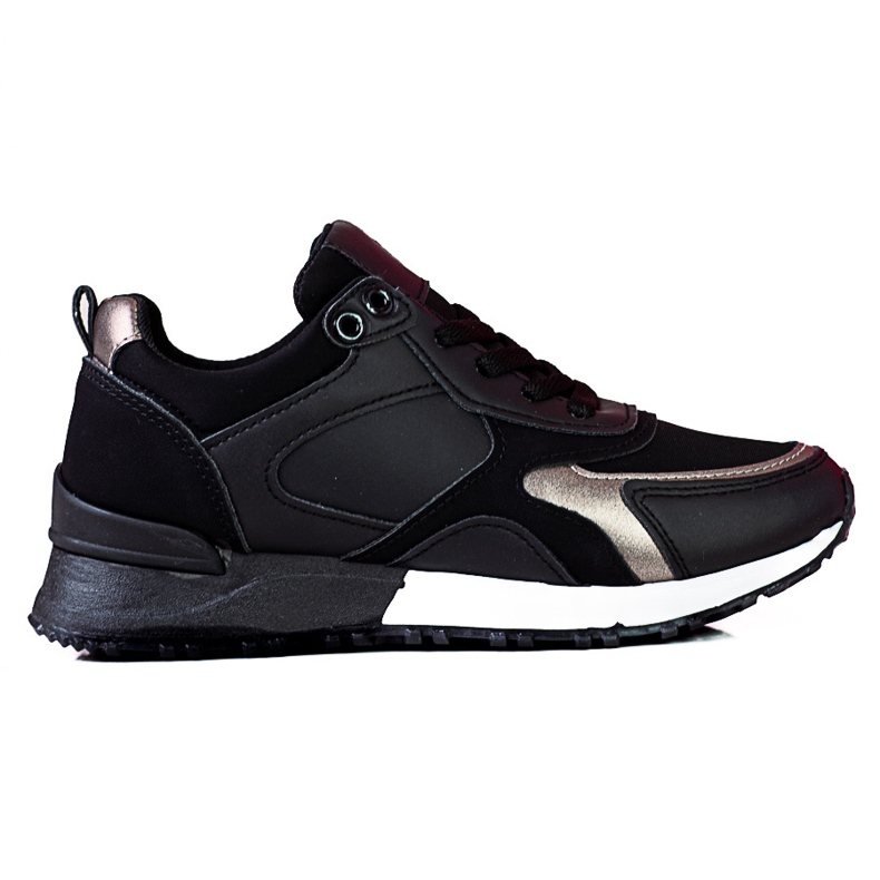 Tênis esportivo feminino Shelovet preto feito de couro ecológico