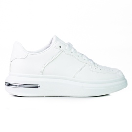 Sapatos esportivos Shelovet brancos com amarração feitos de couro branco ecológico