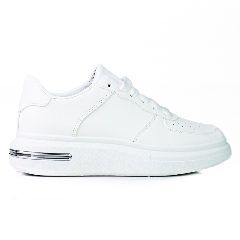 Sapatos esportivos Shelovet brancos com amarração feitos de couro branco ecológico