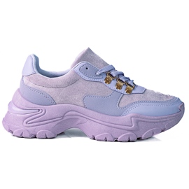Tênis feminino em uma sola grossa roxa Shelovet roxo
