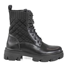 Bolsas femininas pretas acolchoadas com cordões Shelovet preto