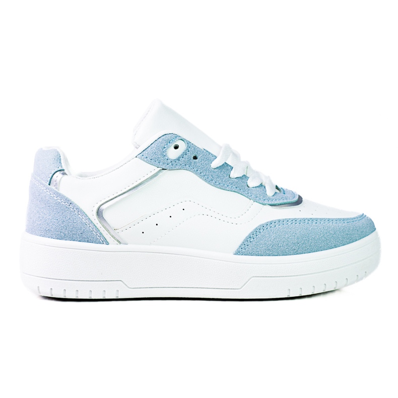 Sapatos esportivos Shelovet femininos na moda em uma plataforma branca branco azul