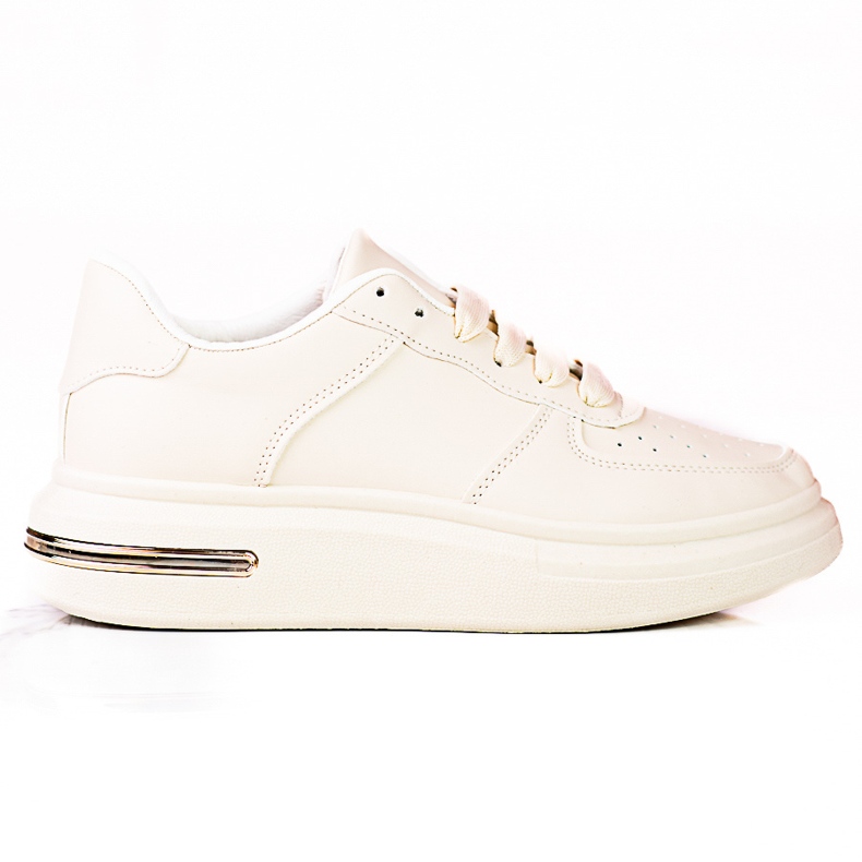 Shelovet sapatos esportivos brancos com cadarço feitos de couro ecológico, bege
