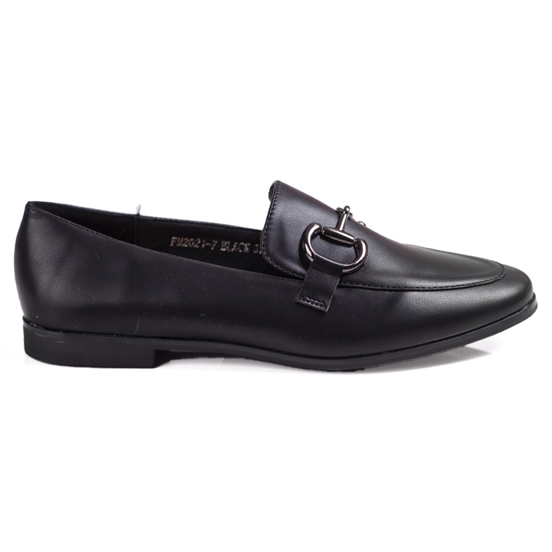 Mocassins femininos elegantes Shelovet com salto baixo preto