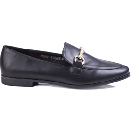 Mocassins femininos Shelovet pretos com pérolas Mocassins femininos Shelovet pretos com pérolas