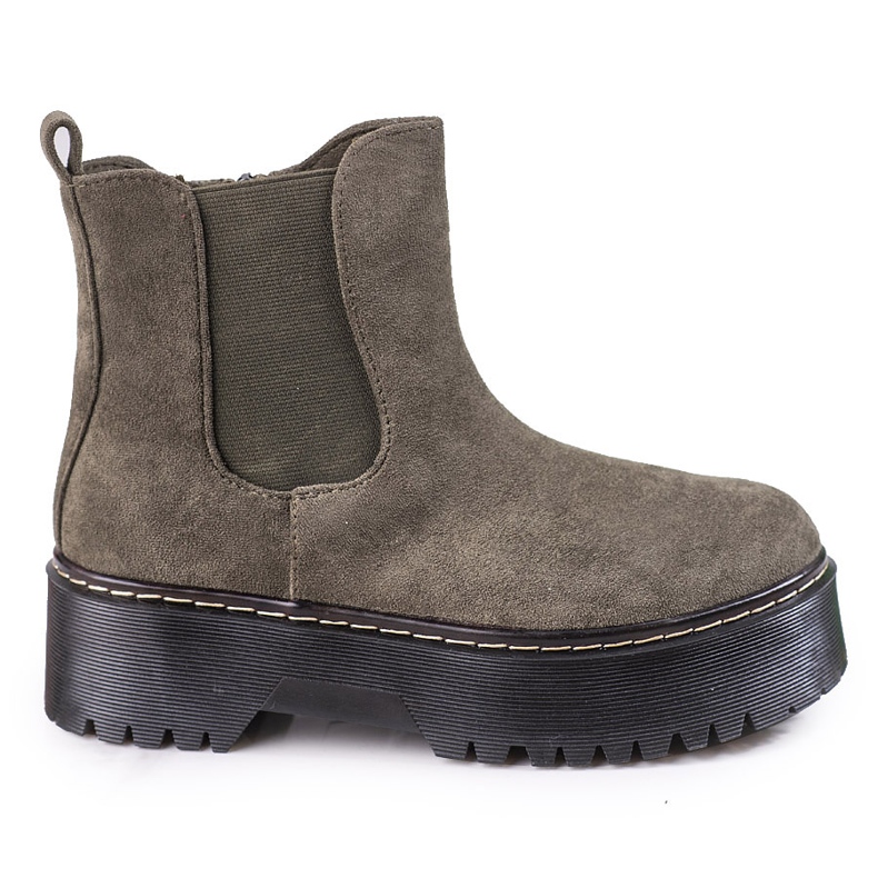 Botas Chelsea femininas verdes na plataforma Shelovet feitas de camurça ecológica