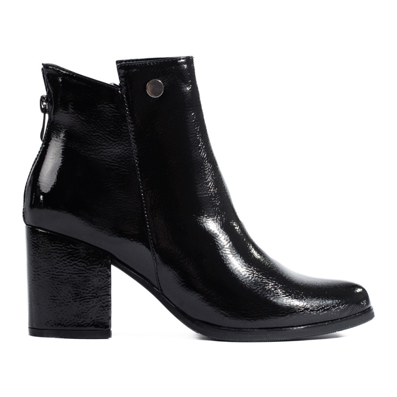 Botas lacadas no poste para mulher Shelovet com fecho decorativo atrás preto