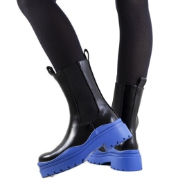 Botas pretas com sola Nester azul preto Botas pretas com sola Nester azul preto
