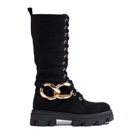 Botas de camurça com atacadores para senhora Shelovet preto Botas de camurça com atacadores para senhora Shelovet preto