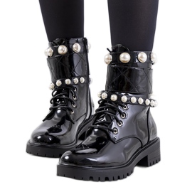 Botas pretas com pérolas Bredon preto