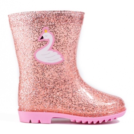 Botas de chuva Shelovet High Glitter Girls, rosa claro