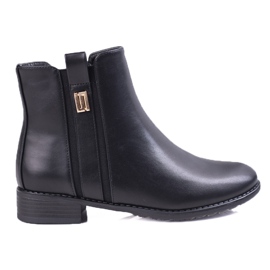 Botas Chelsea femininas elegantes com salto plano preto
