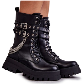 PG1 Botas de trabalho alto com corrente preta Montero preto