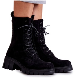 PG1 Botas femininas de camurça preta quente Hermesa preto