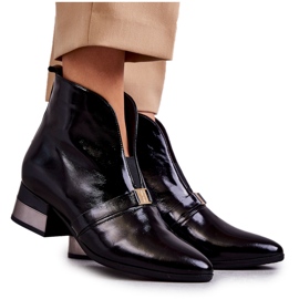 Botas de couro com salto chato Laura Messi 2268 preta preto