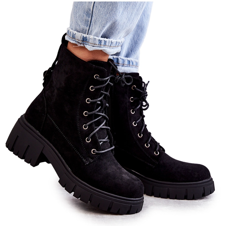 PG1 Botas quentes de camurça feminina com zíper preto Emilien