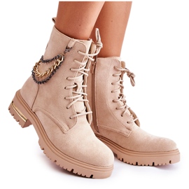 PS1 Botas quentes de camurça com corrente Bege Sorita
