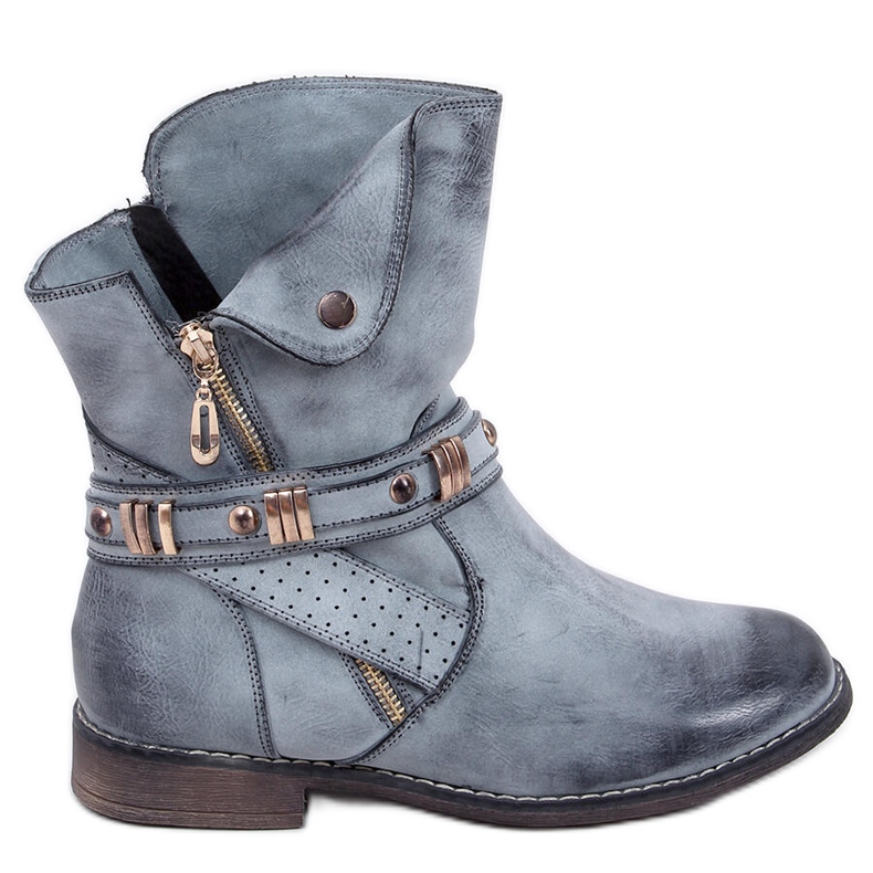 Botas femininas Yidu Blue azul