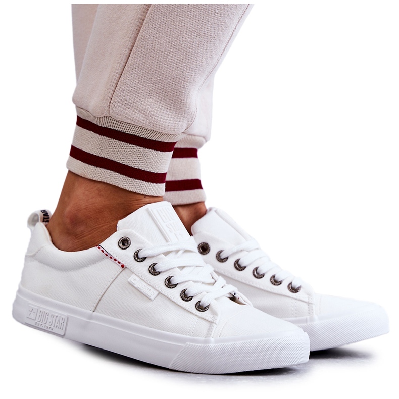 Tênis feminino de baixo material Big Star KK274003 branco