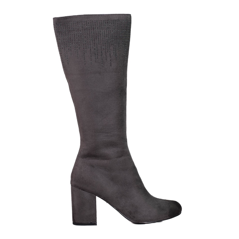 T.Sokolski Botas femininas de salto alto Sokolski cinza elegante