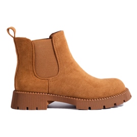 Botas Chelsea femininas de camurça marrom com salto baixo