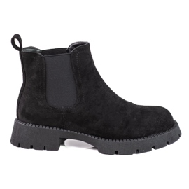 Botas Chelsea de camurça de mulher com salto plano Shelovet preto Botas Chelsea de camurça de mulher com salto plano Shelovet preto