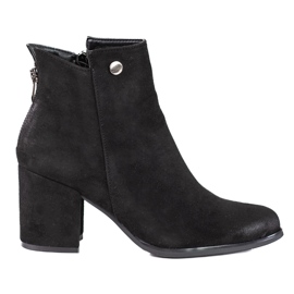 Botas de mulher Shelovet pretas com fecho decorativo atrás preto Botas de mulher Shelovet pretas com fecho decorativo atrás preto