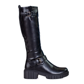 Botas Shelovet de mulher com sola grossa preto Botas Shelovet de mulher com sola grossa preto