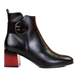 W. Potocki Botas femininas clássicas em poste baixo Potocki preto