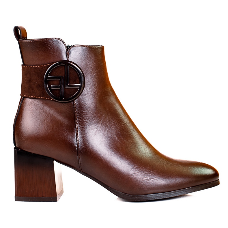 W. Potocki Botas femininas clássicas em poste baixo Potocki castanho