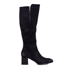 W. Potocki Botas femininas clássicas no poste Potocki preto