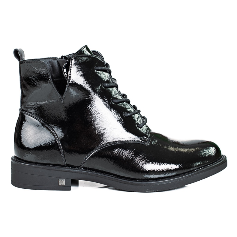 W. Potocki Botas Potocki de mulher pretas com atacadores em pele envernizada preto W. Potocki Botas Potocki de mulher pretas com atacadores em pele envernizada preto