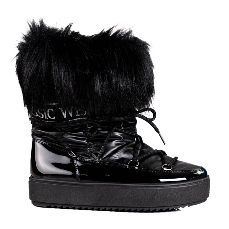 Botas de neve de mulher negra com pelo Shelovet preto