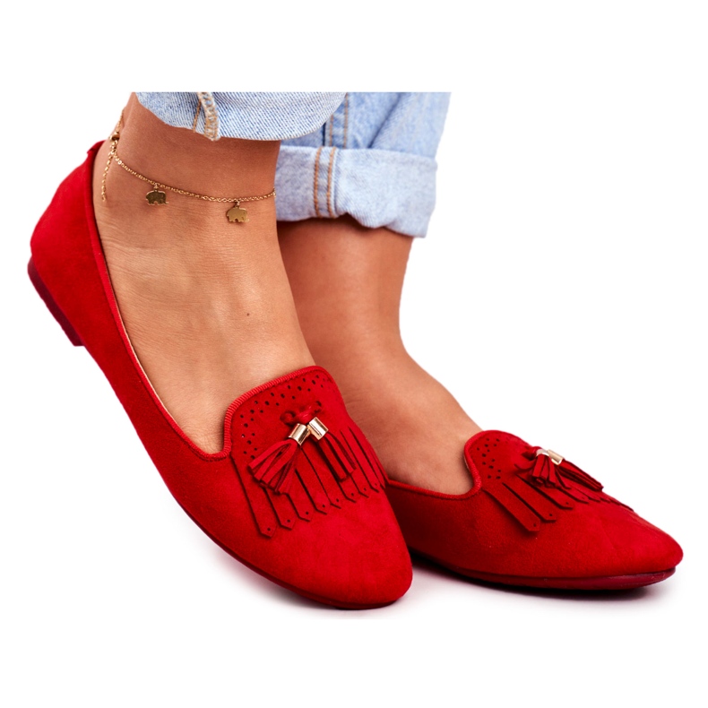 BUGO Mocassim feminino Red Lords Franjas Therese vermelho