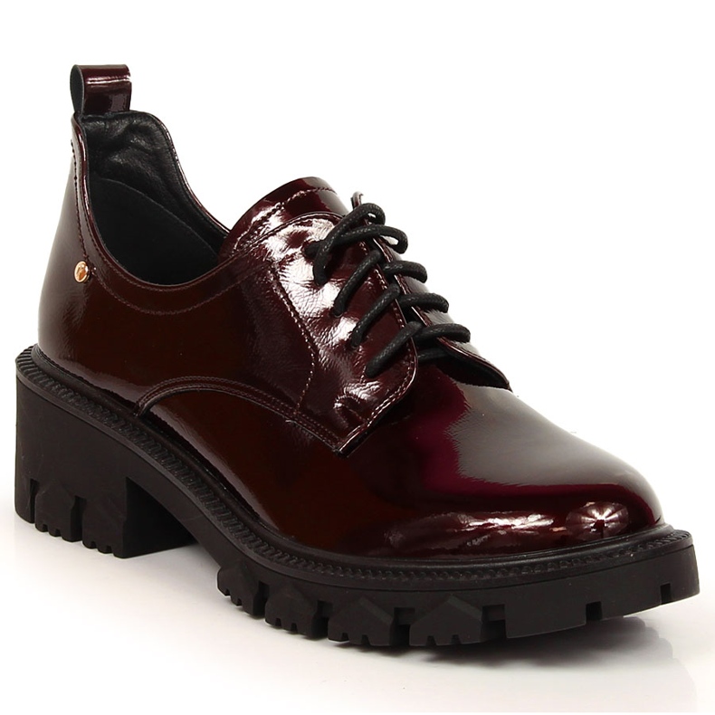 Mocassins femininos laqueados bordeaux Potocki vermelho multicolorido