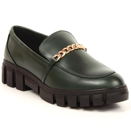 Mocassim feminino plataforma com corrente verde Sergio Leone Mocassim feminino plataforma com corrente verde Sergio Leone