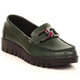 Mocassim feminino plataforma com decoração verde Sergio Leone