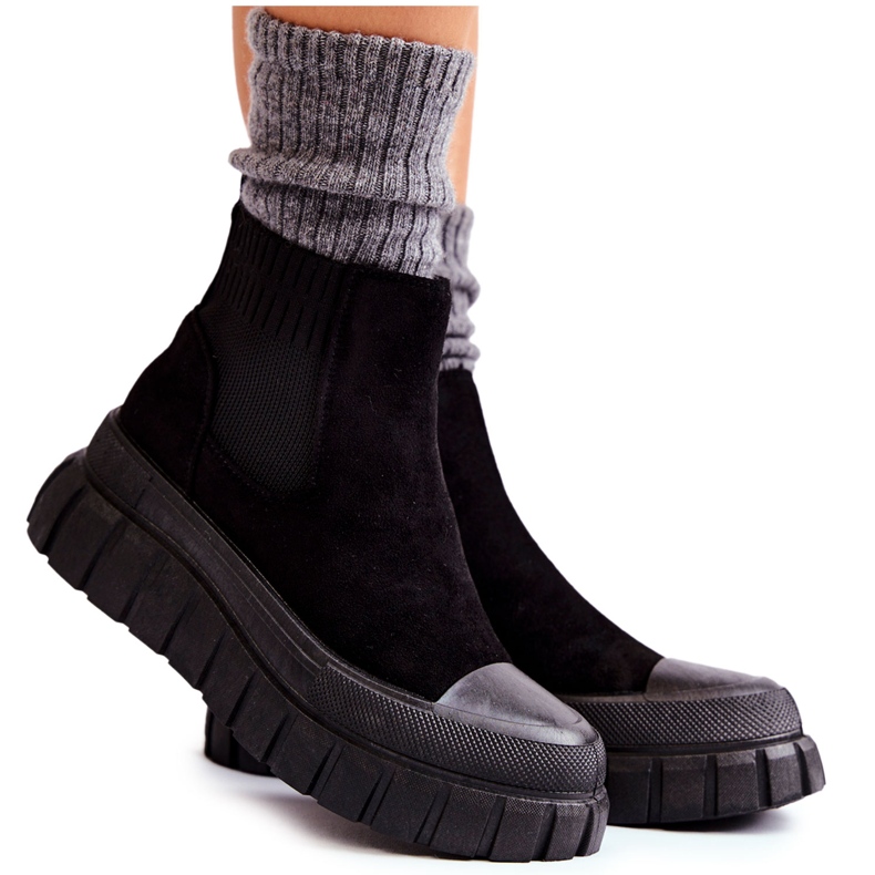 FB2 Botas da moda na plataforma Black Jenna preto