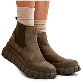 FB2 Botas na moda na plataforma verde Jenna castanho