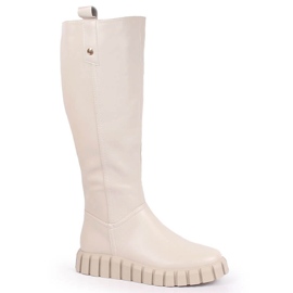 Botas de mulher bege com isolamento plano Potocki
