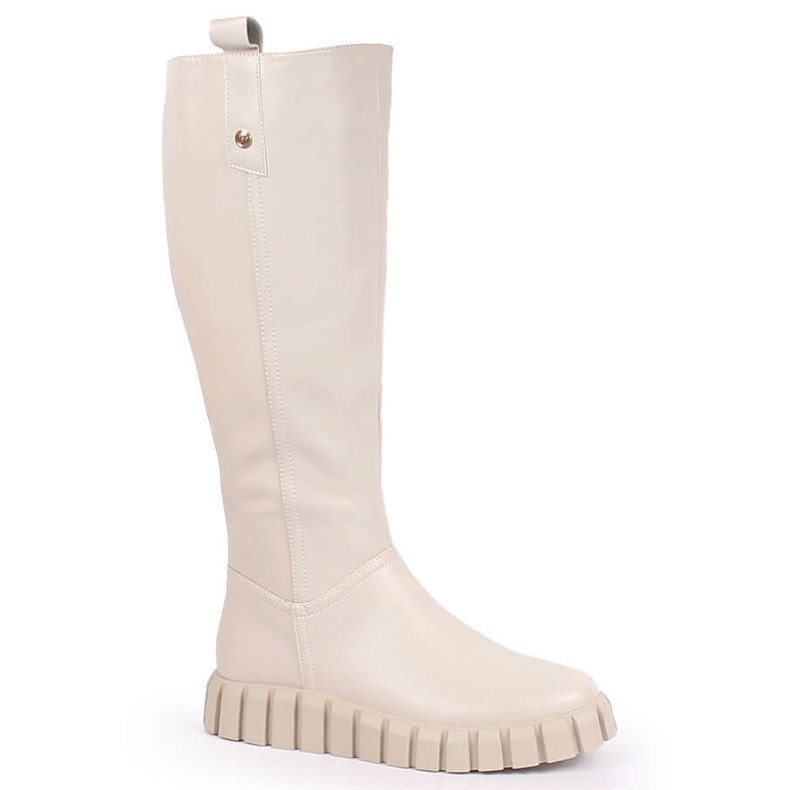 Botas de mulher bege com isolamento plano Potocki Botas de mulher bege com isolamento plano Potocki