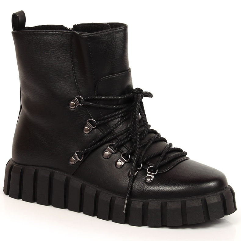 Botas de plataforma quentes de mulher preta Potocki WOL108A preto