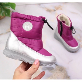 Botas de neve para menina com isolamento prateado fúcsia Kornecki 6896 rosa