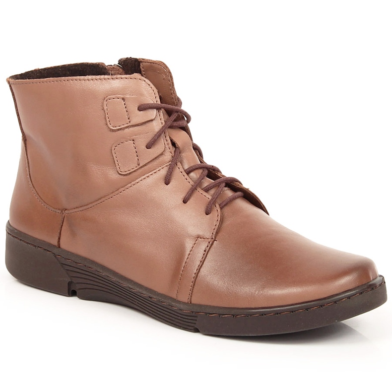 Botas de couro marrom confortáveis ​​para mulheres com isolamento marrom Łukbut LUK1816B castanho