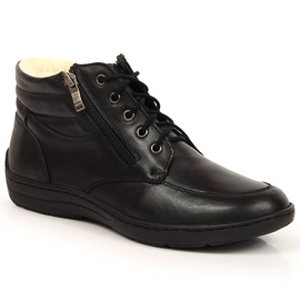 Łukbut Botas de couro pretas confortáveis ​​e isoladas para mulheres Lukbut LUK724A preto