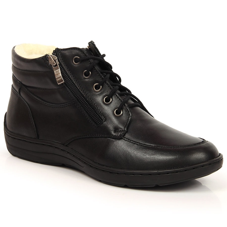Łukbut Botas de couro pretas confortáveis ​​e isoladas para mulheres Lukbut LUK724A preto