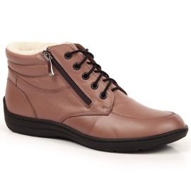 Botas de couro marrom confortáveis ​​para mulheres Łukbut LUK724B
