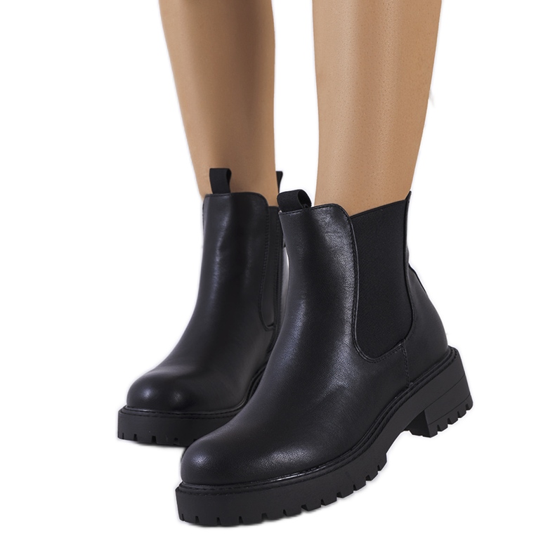 Bota preta de couro ecológico Ecrin preto